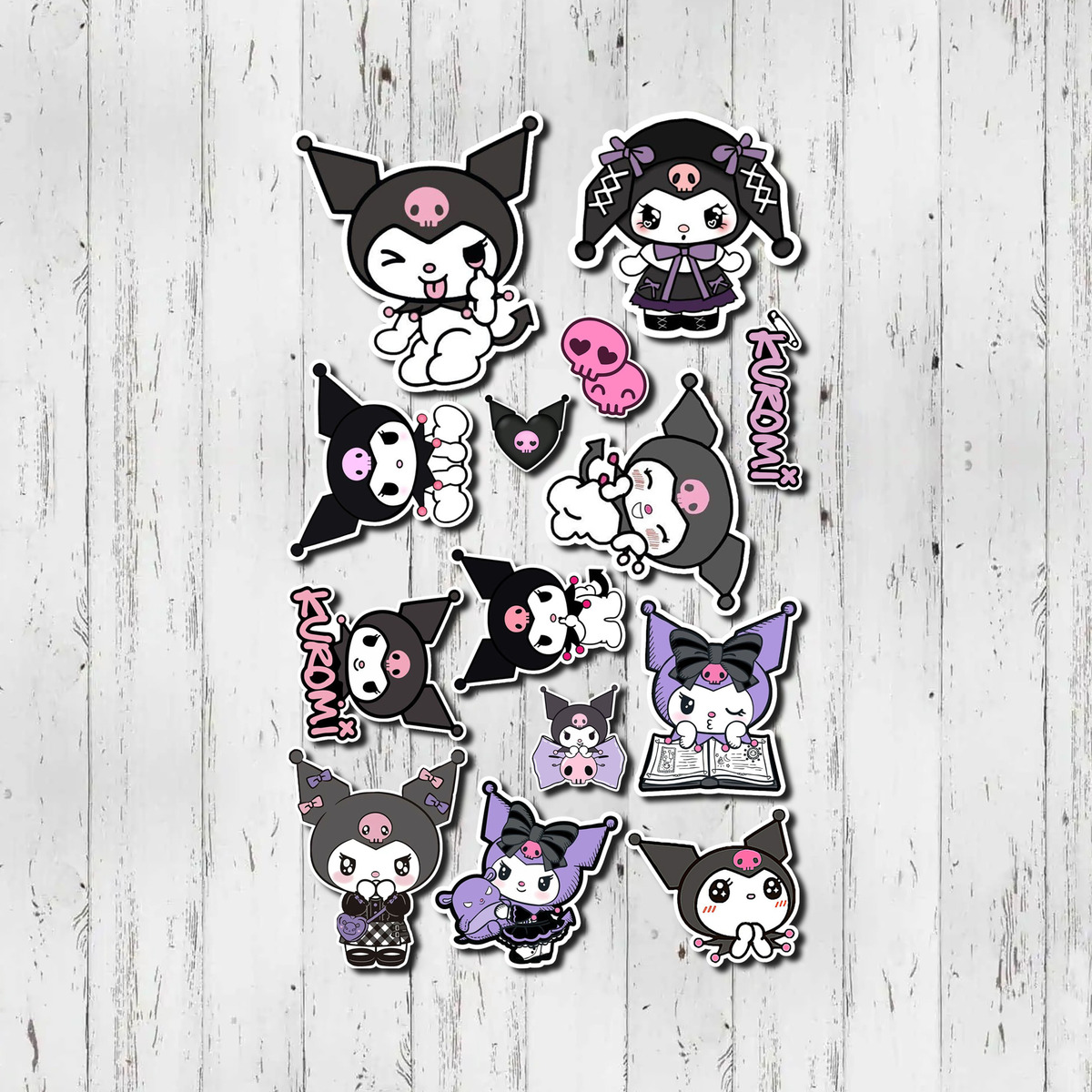 Pack Pegotines Stickers Kuromi Memoestampados - Imagen 4