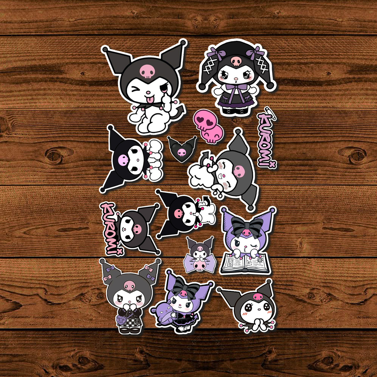 Pack Pegotines Stickers Kuromi Memoestampados - Imagen 3