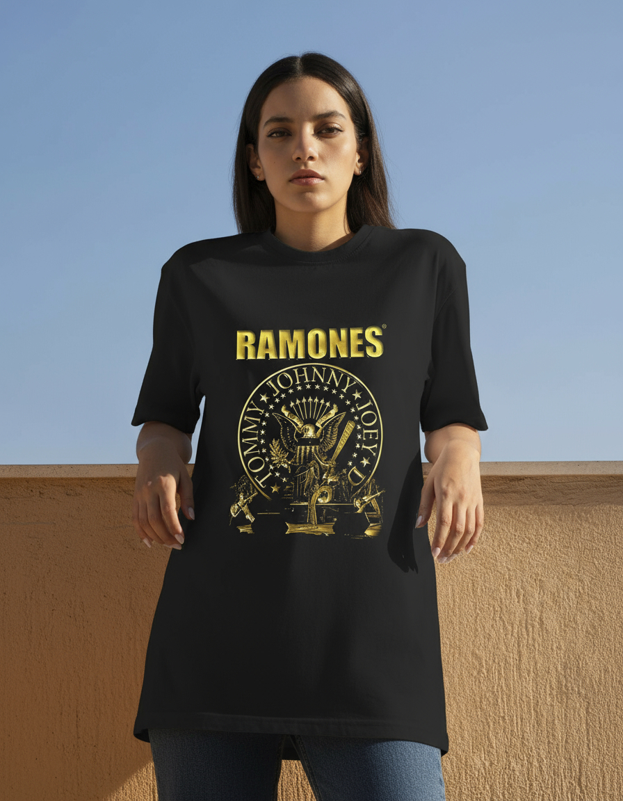 Remera: Ramones Dorado Memoestampados