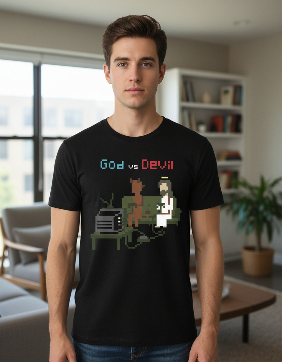 Remera: God Vs Devil Memoestampados