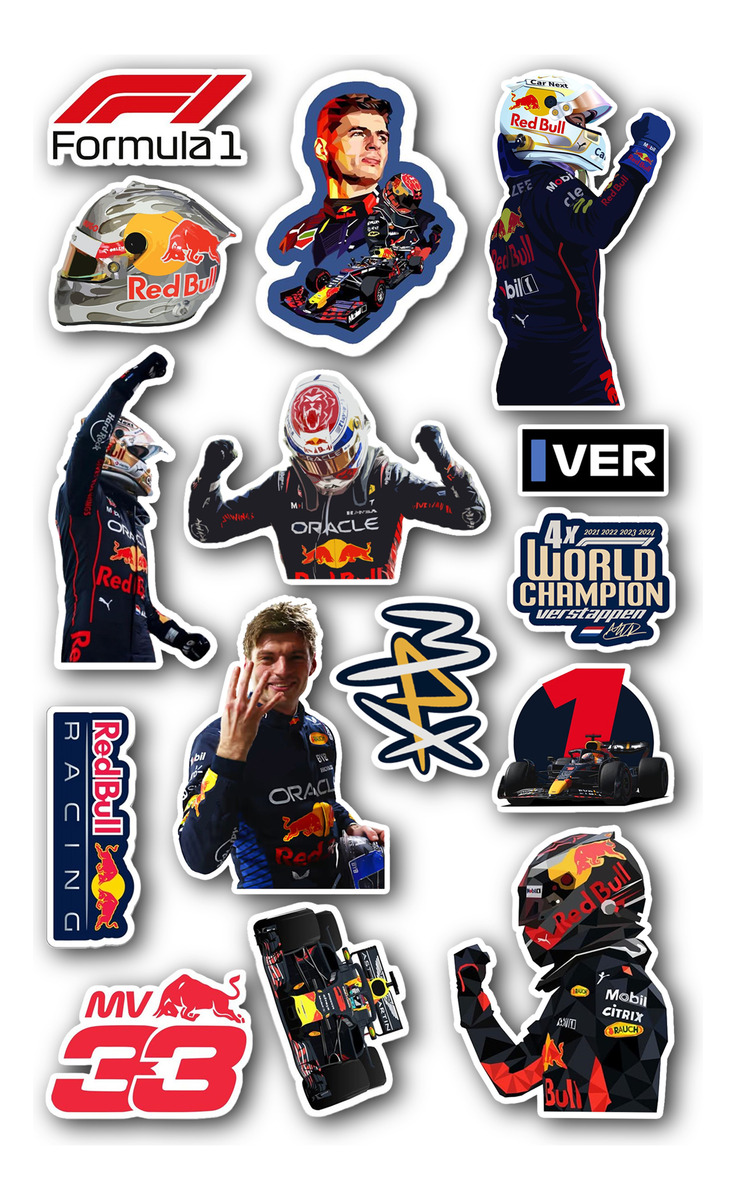 Pack Pegotines Stickers Max Verstappen F1 Memoestampados - Imagen 2