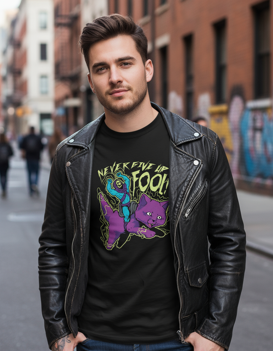 Remera: Never Give Up Fool Memoestampados
