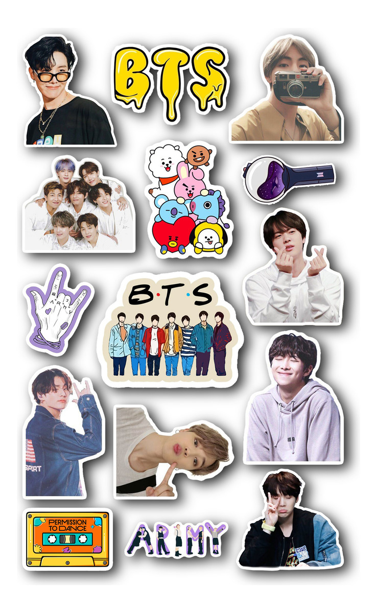 Pack Pegotines Stickers Bts Memoestampados - Imagen 2