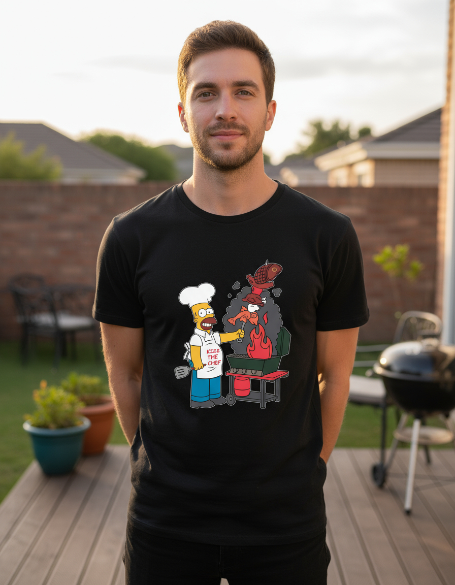Remera: Kiss The Chef Homero Memoestampados