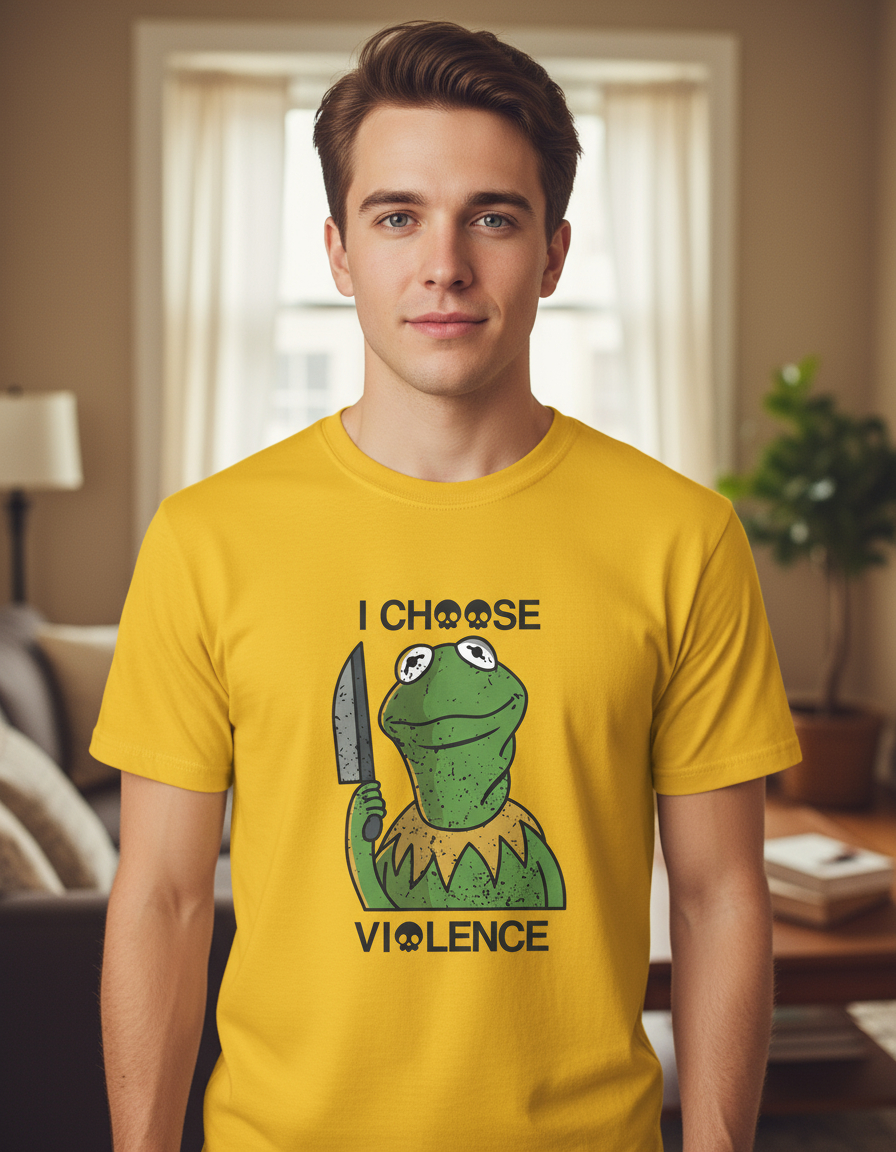 Remera: I Choose Violence Kermit Memoestampados - Imagen 4