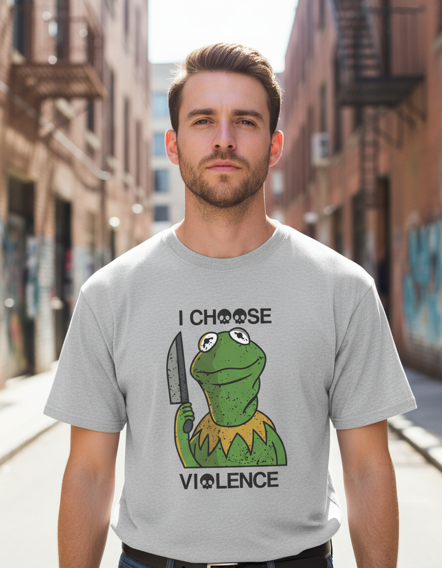 Remera: I Choose Violence Kermit Memoestampados - Imagen 13