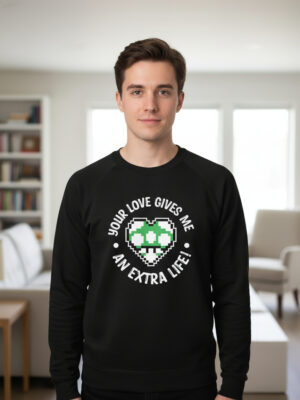 Buzo Love Gives Me 1up Memoestampados