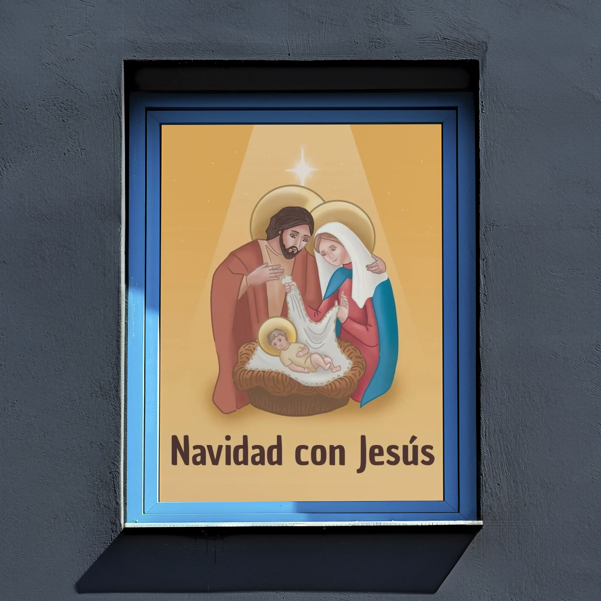 Impresion Cartel Navidad Con Jesús 40x53 Memoestampados - Imagen 2
