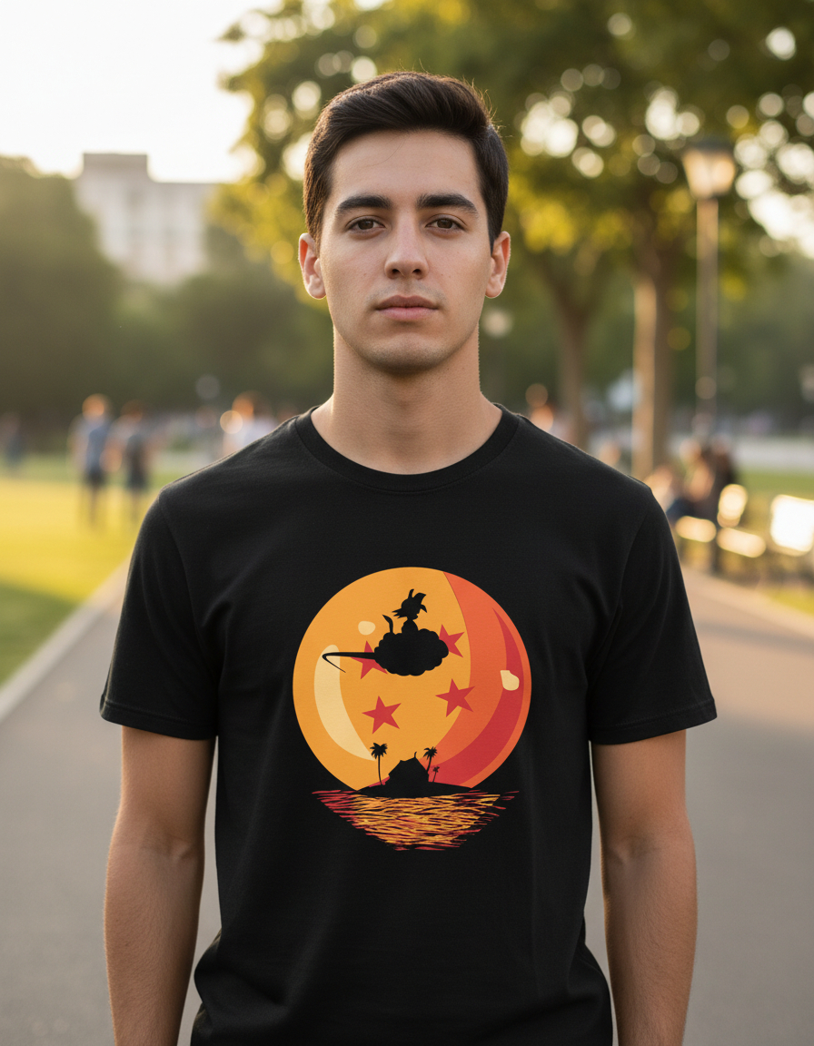 Remera: Goku Silueta Nube Esfera Memoestampados