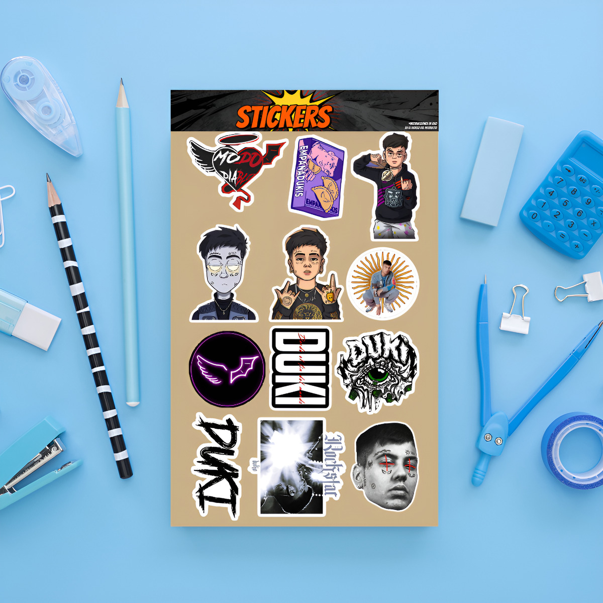 Pack Pegotines Stickers Duki Memoestampados
