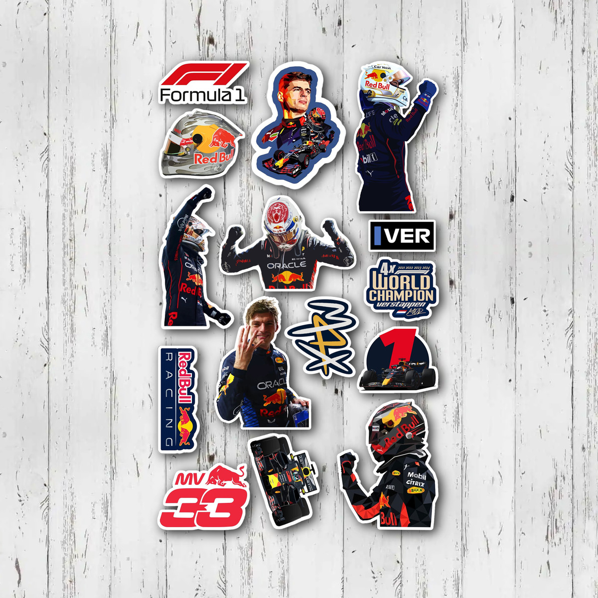 Pack Pegotines Stickers Max Verstappen F1 Memoestampados - Imagen 4