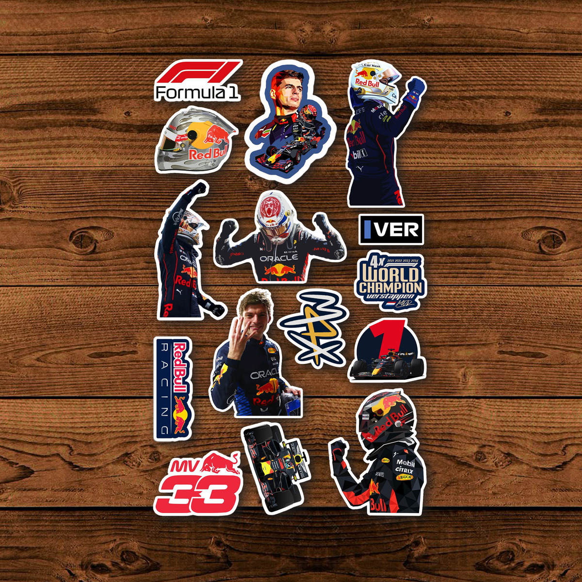 Pack Pegotines Stickers Max Verstappen F1 Memoestampados - Imagen 3