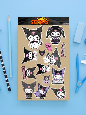 Pack Pegotines Stickers Kuromi Memoestampados