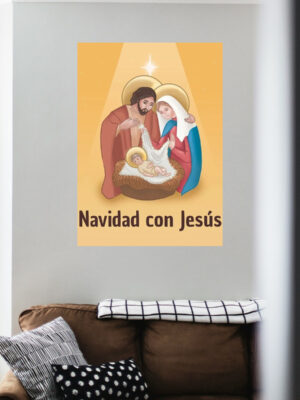 Impresion Cartel Navidad Con Jesús 50x70 Memoestampados