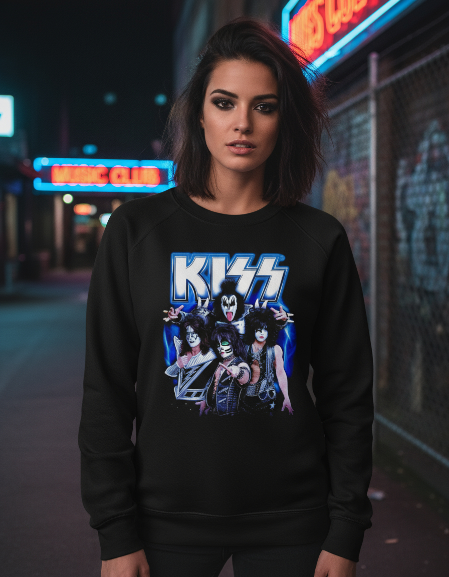 Buzo Kiss Musica Rock Azul Memoestampados