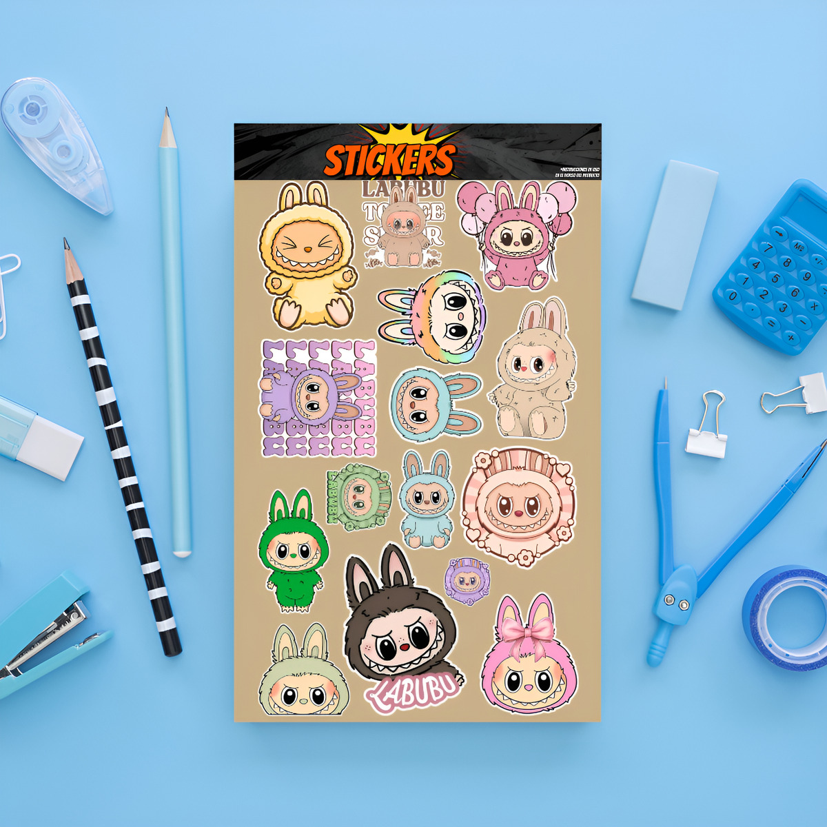 Pack Pegotines Stickers Labubu Memoestampados