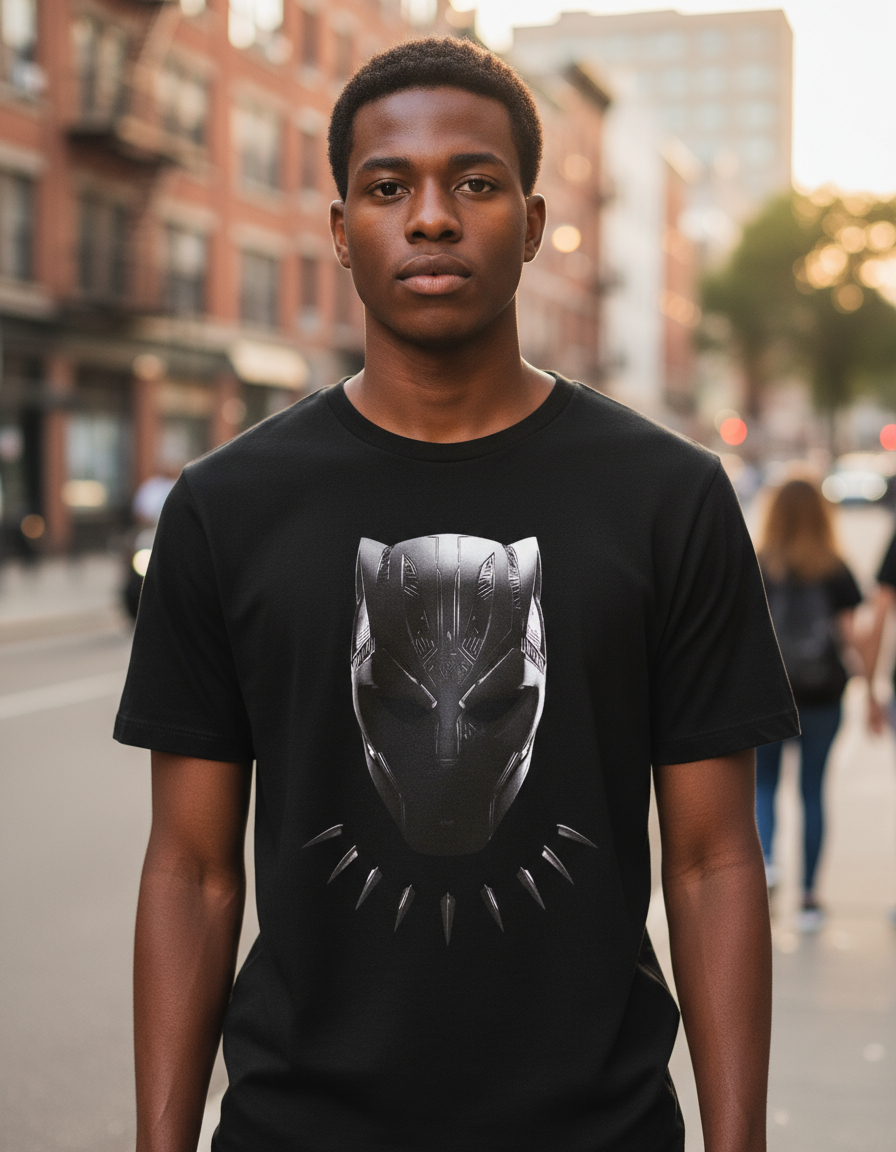 Remera: Marvel-black Panther Mask