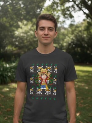 Remera: Ugly Navideño Luffy One Piece Memoestampados