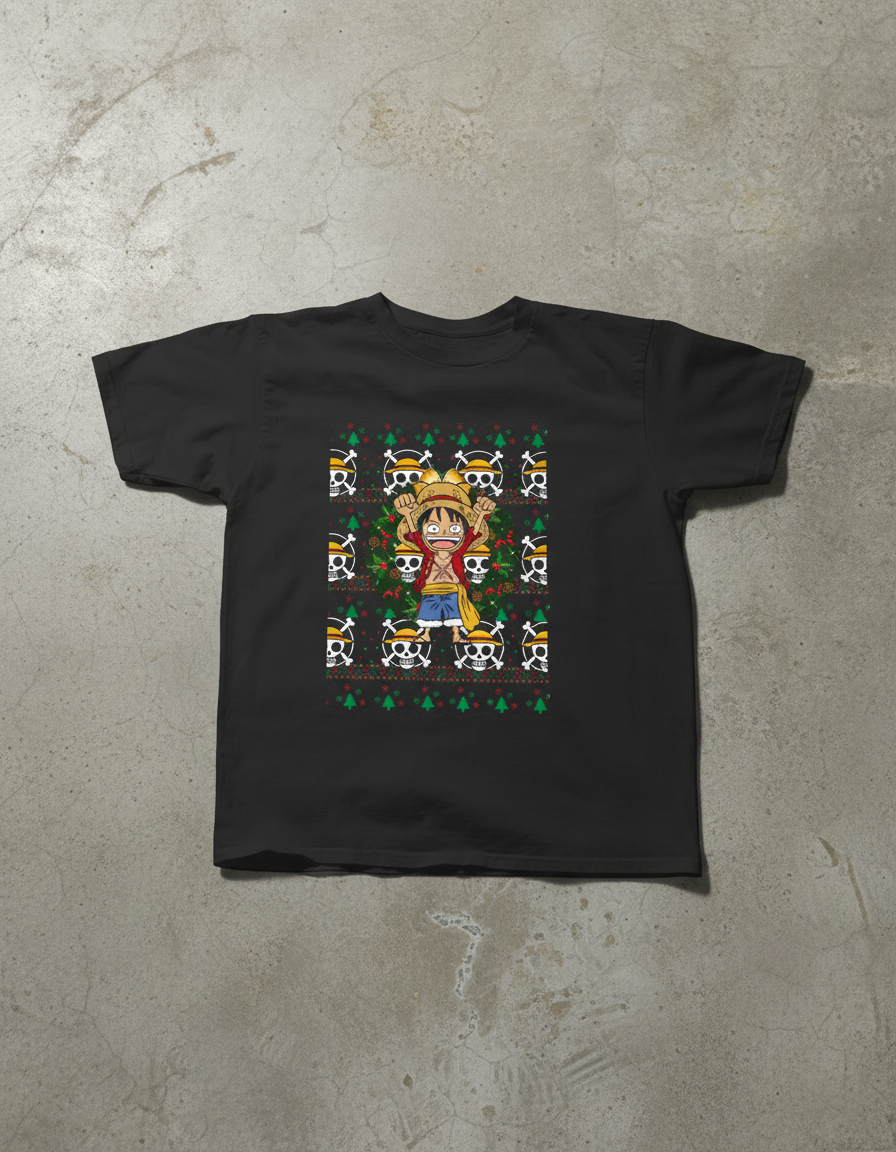Remera: Ugly Navideño Luffy One Piece Memoestampados - Imagen 5