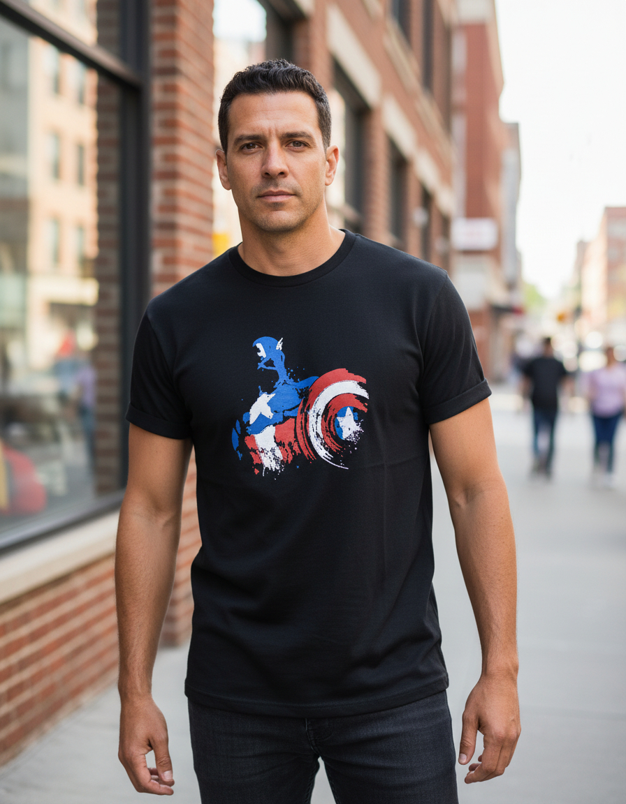 Remera Capitan America Algodón Memo Estampados