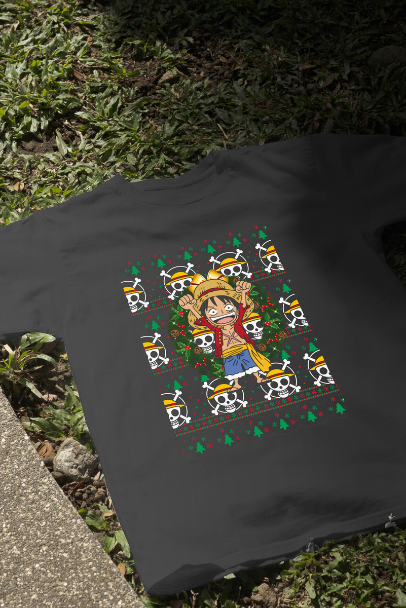 Remera: Ugly Navideño Luffy One Piece Memoestampados - Imagen 2