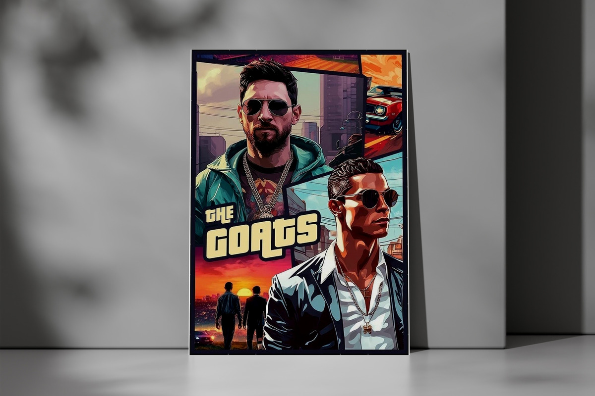 Cuadro The Goats Messi Ronaldo 602 40x30 Mdf Memoestampados - Imagen 2