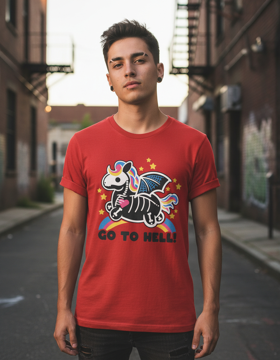 Remera: Go To Hell Kawai Memoestampados - Imagen 9