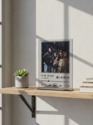 Cuadro Vinilo Spotify O Collage Con Foto Y Base Madera