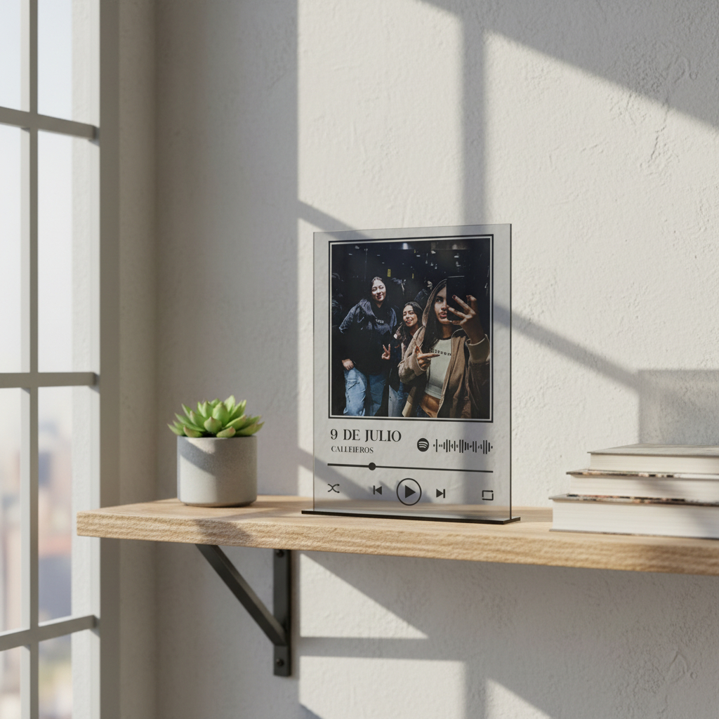 Cuadro Vinilo Spotify O Collage Con Foto Y Base Madera