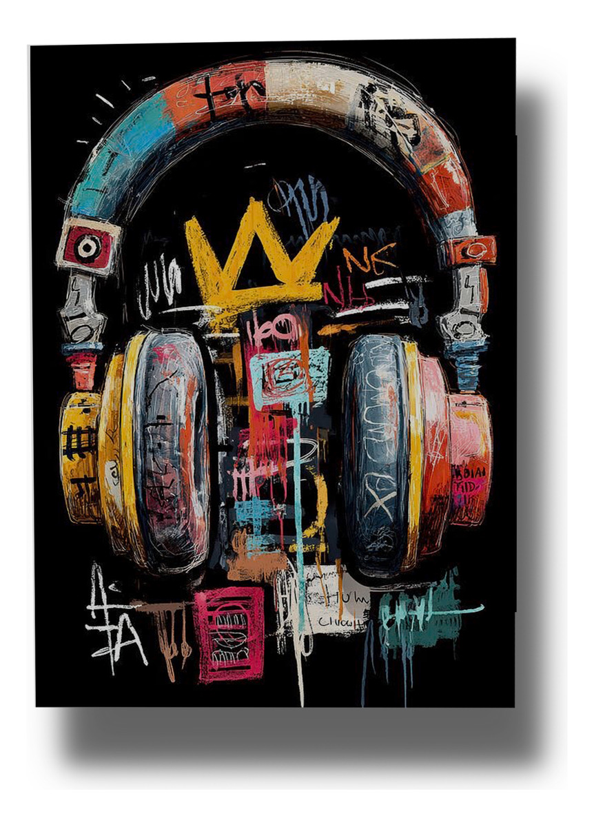 Cuadro Auricular Music King 605 50x70 Mdf Memoestampados