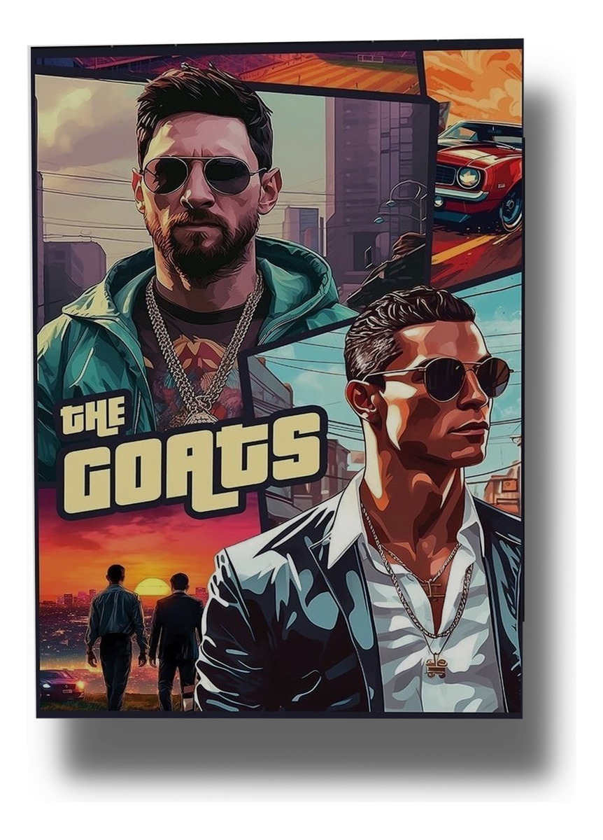 Cuadro The Goats Messi Ronaldo 602 40x53 Mdf Memoestampados