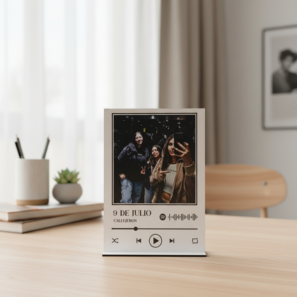 Cuadro Vinilo Spotify O Collage Con Foto Y Base Madera - Imagen 2