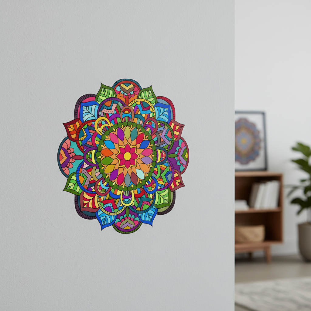 Vinilo Impreso Y Troquelado. Diseño Mandala Tamaño 70 Cm, - Imagen 5