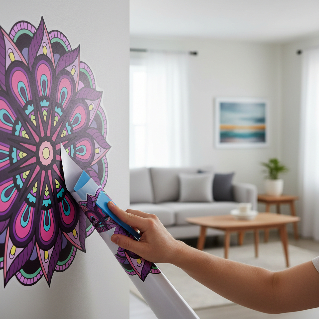 Vinilo Impreso Y Troquelado. Diseño Mandala Tamaño 70 Cm, - Imagen 3