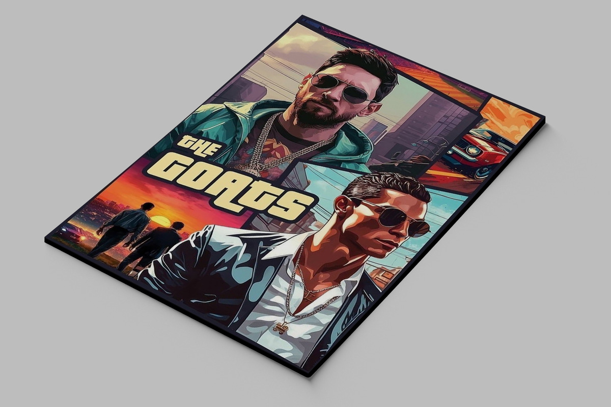 Cuadro The Goats Messi Ronaldo 602 70x100 Mdf Memoestampados - Imagen 3