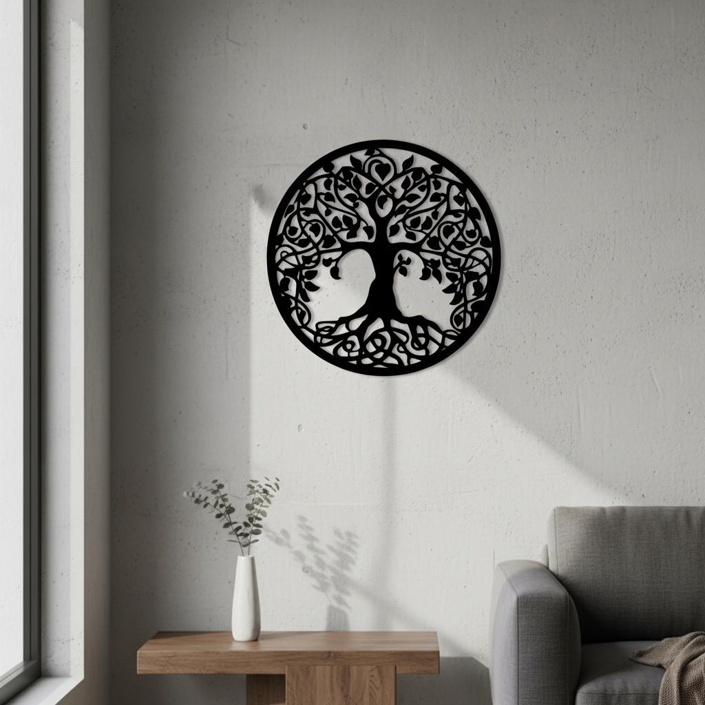 Cuadro Madera Calada 3mm Arbol De La Vida 80x80cm - Imagen 2
