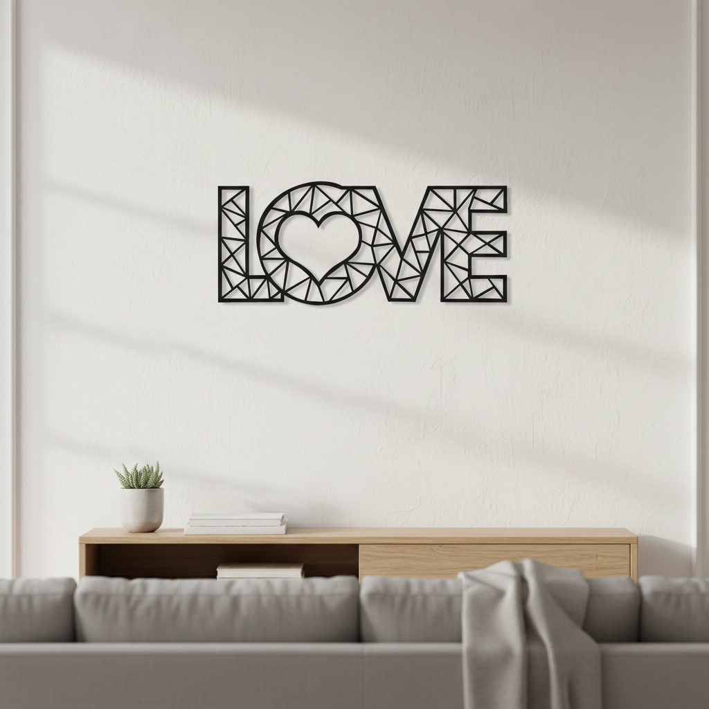 Cuadro Madera Calada 3mm Love 39x90cm - Imagen 2