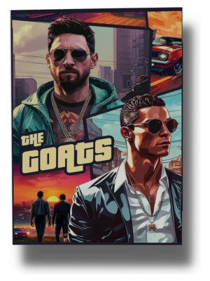 Cuadro The Goats Messi Ronaldo 602 50x70 Mdf Memoestampados
