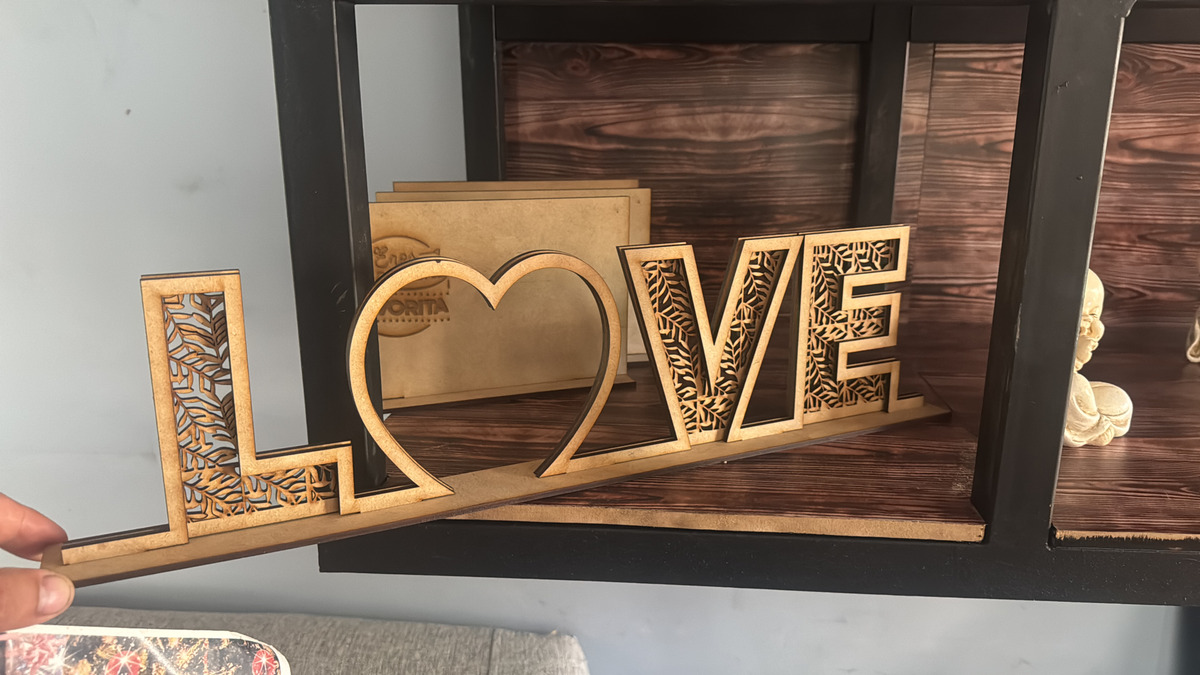 Cartel Mdf Love San Valentín Memoestampados 50x12 Cm - Imagen 3