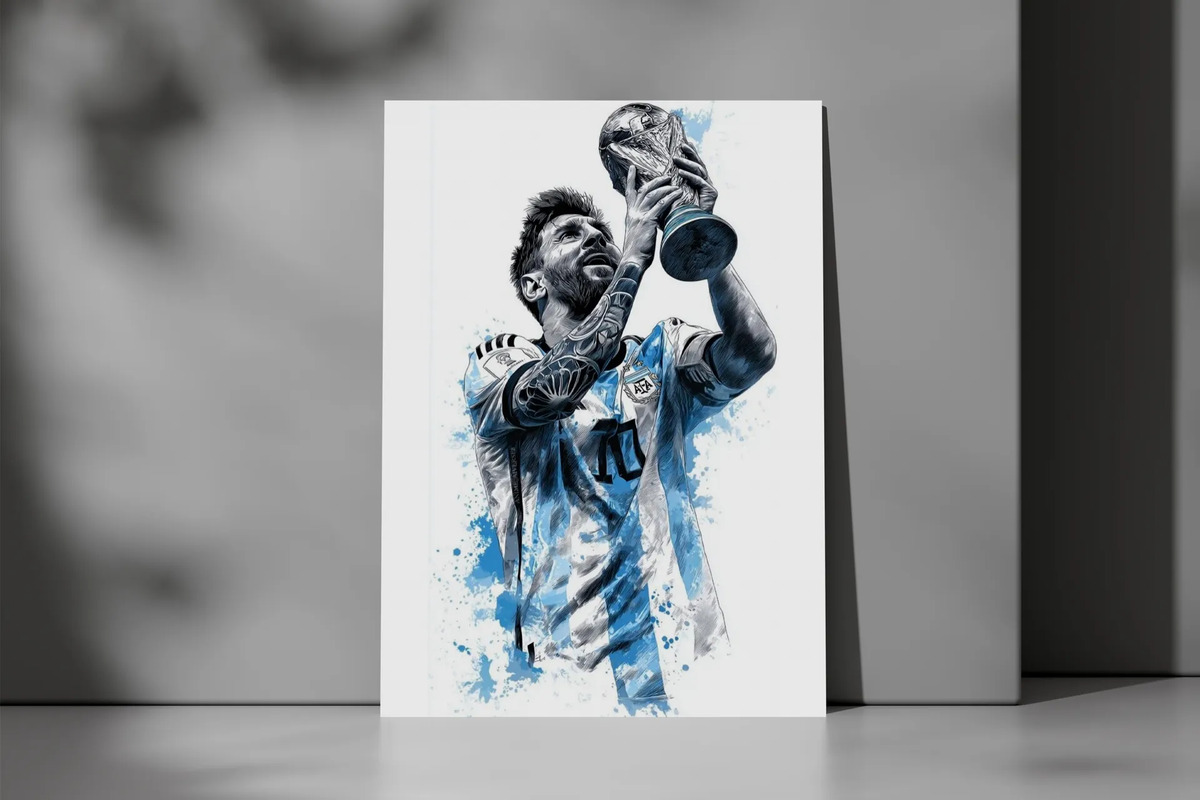 Cuadro 653 Messi Campeon 40x30 Mdf Memoestampados - Imagen 3