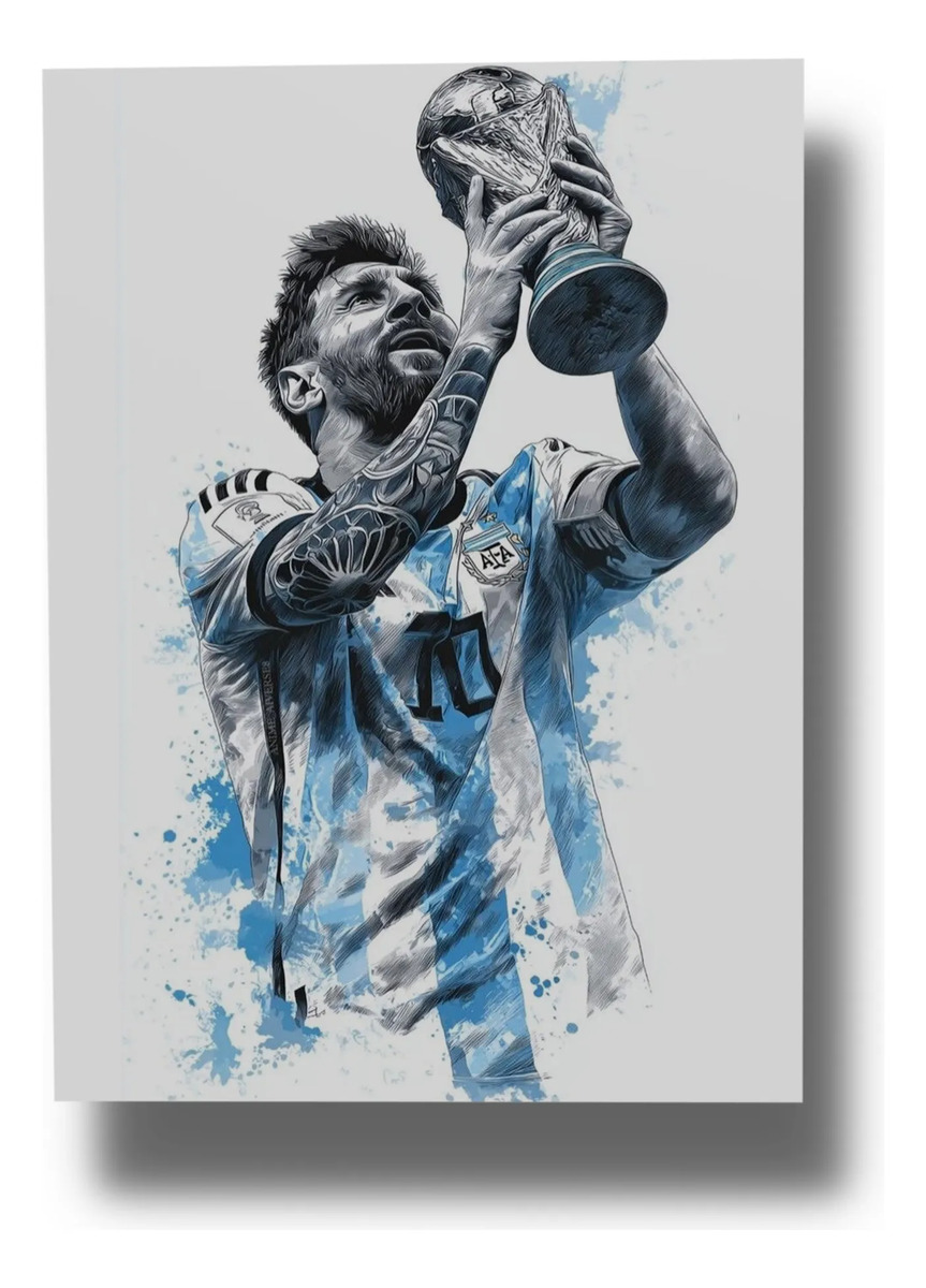 Cuadro 653 Messi Campeon 70x100 Mdf Memoestampados