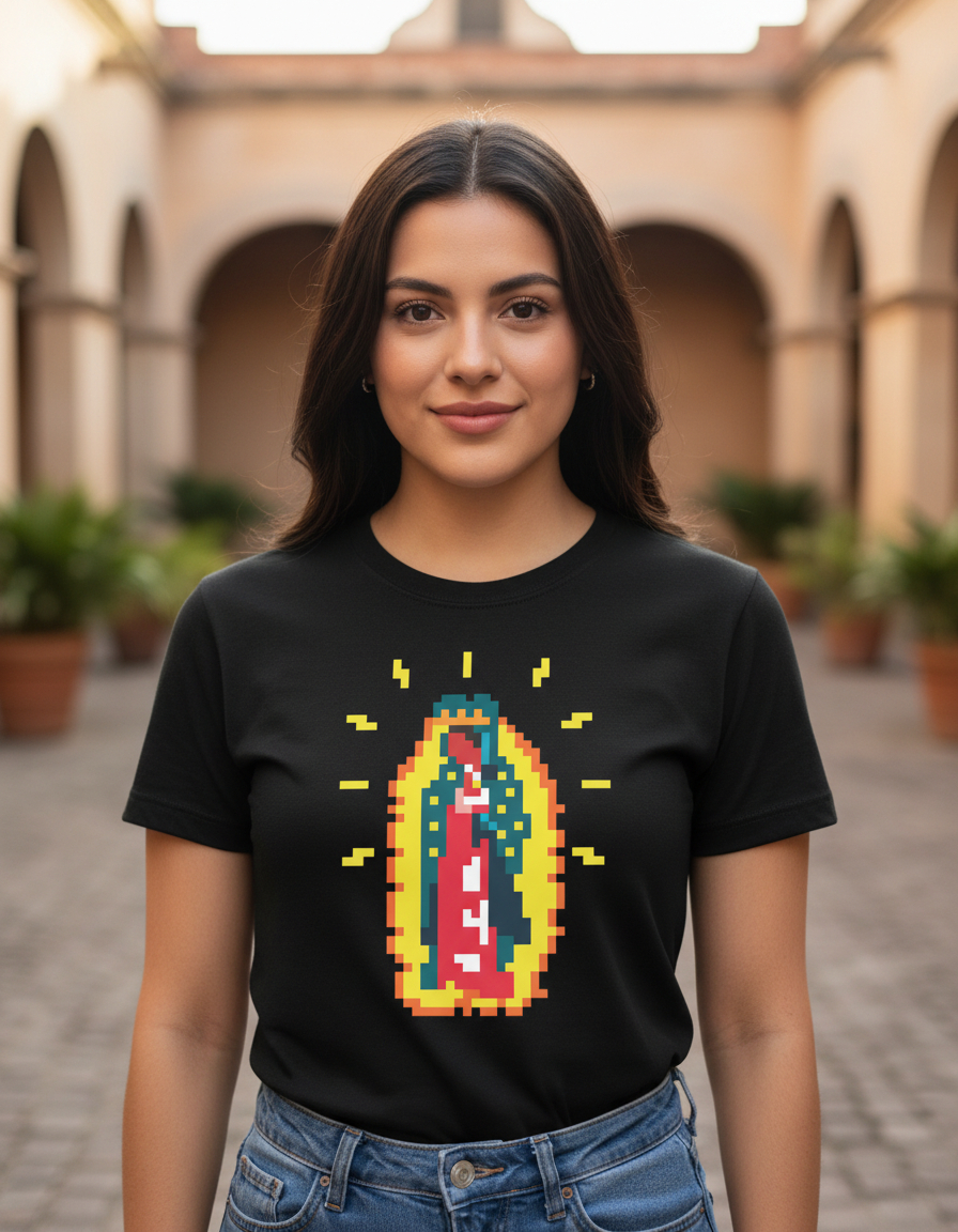Remera: Virgen De Guadalupe Pixel Memoestampados - Imagen 3