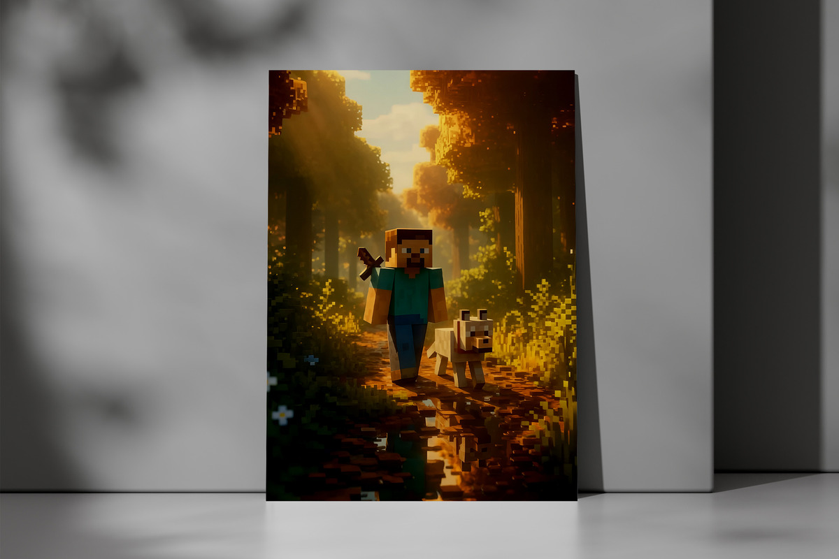 Cuadro 621 Minecraft Steve 40x30 Mdf Memoestampados