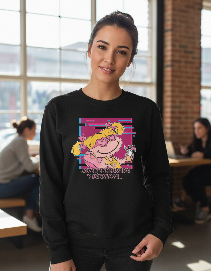 Buzo Joven Endeudada Y Fabulosa Memoestampados - Imagen 3