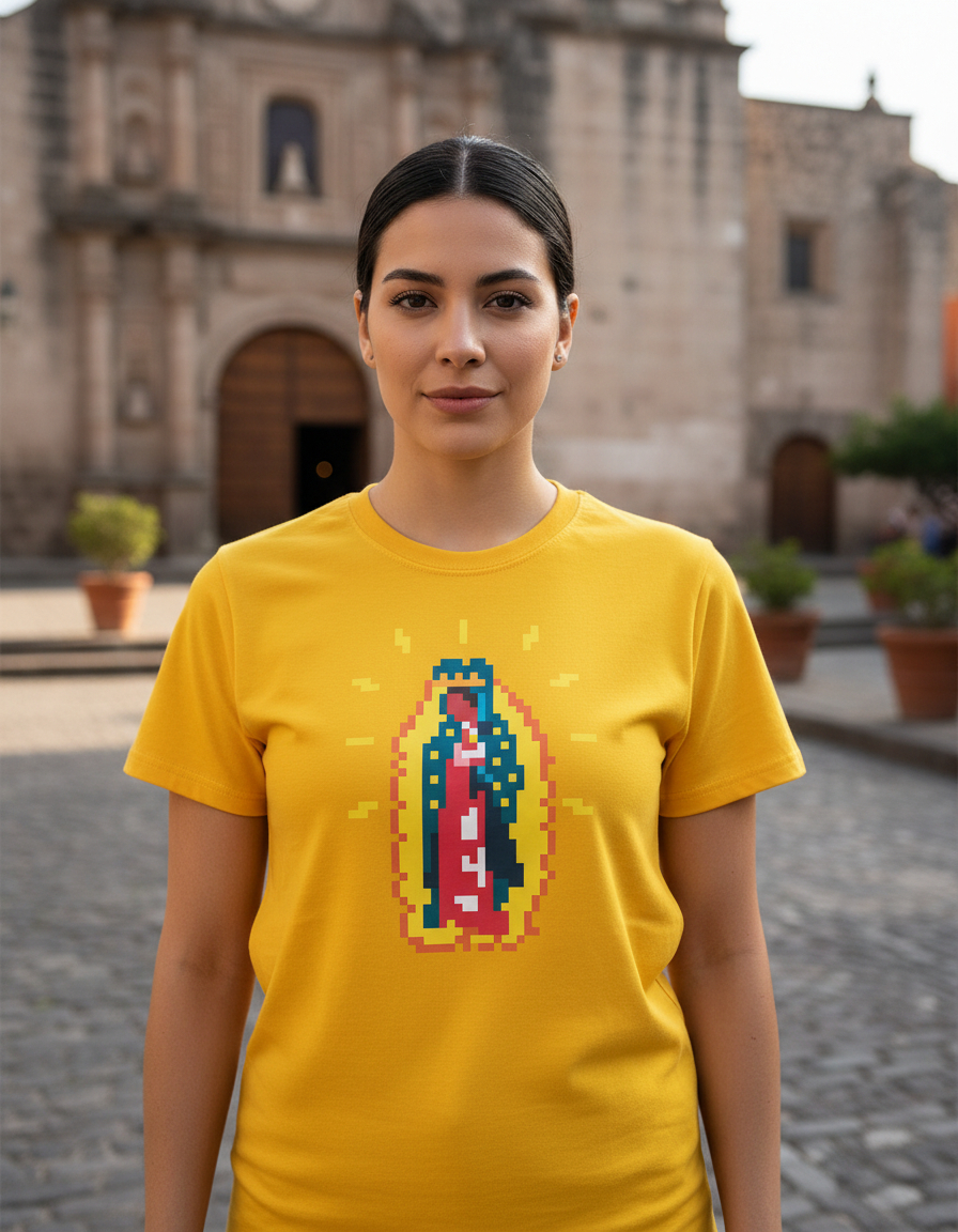 Remera: Virgen De Guadalupe Pixel Memoestampados - Imagen 5