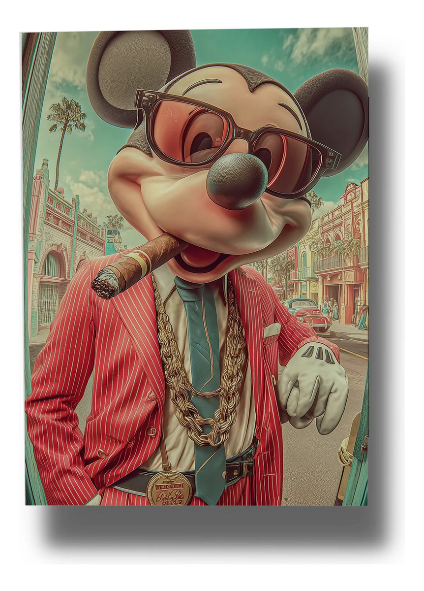 Cuadro 664 Gangsta Mickey 40x30 Mdf Memoestampados