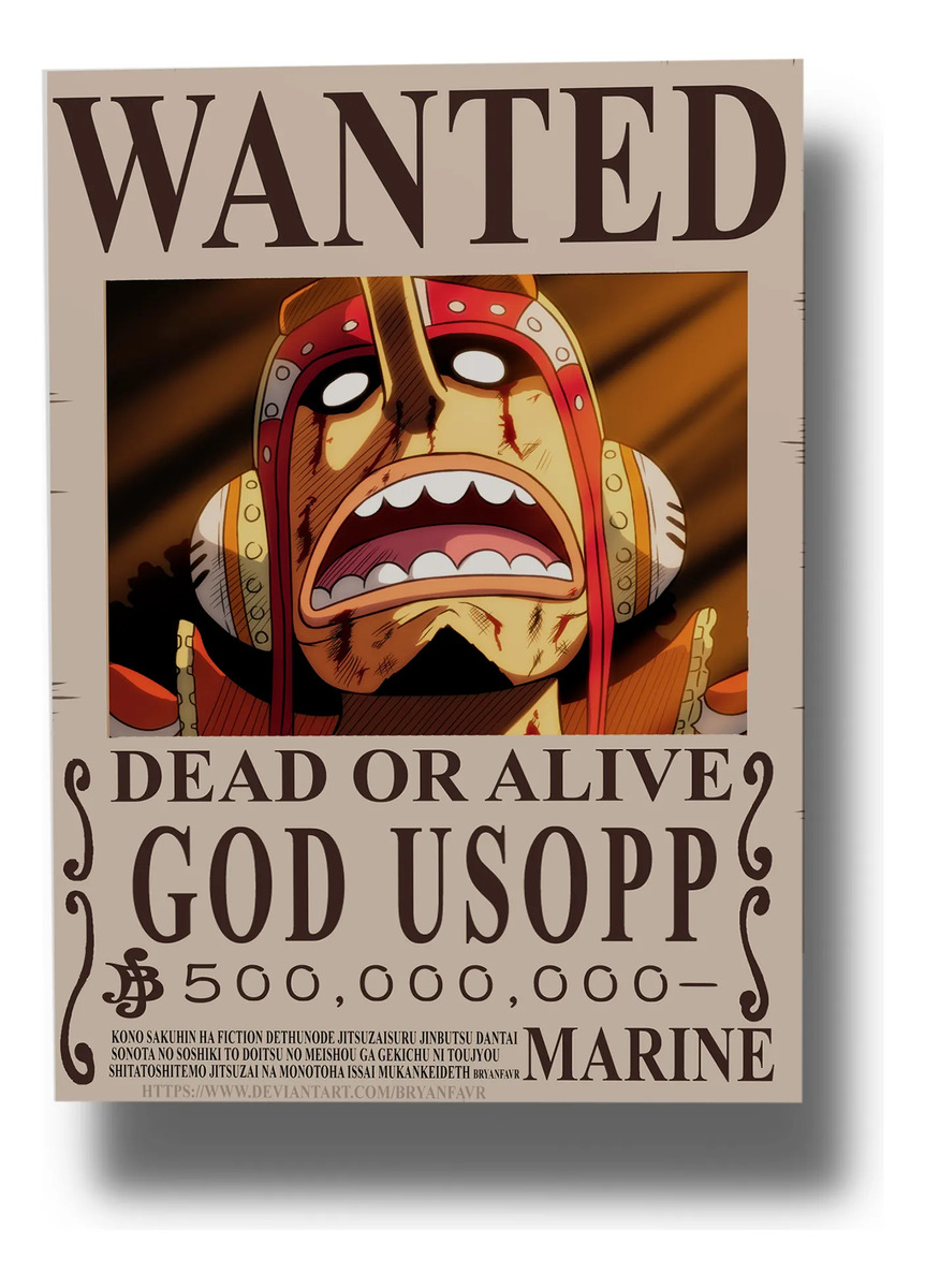 Cuadro 635 Usopp Wanted One Piece 70x100 Mdf Memoestampados