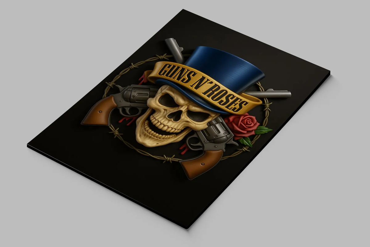 Cuadro 769 Guns And Roses 40x53 Mdf Memoestampados - Imagen 2