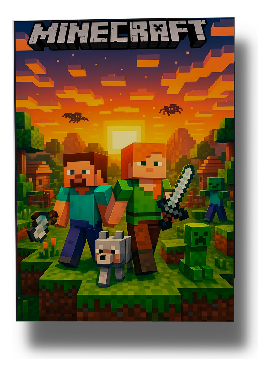 Cuadro 623 Minecraft 50x70 Mdf Memoestampados