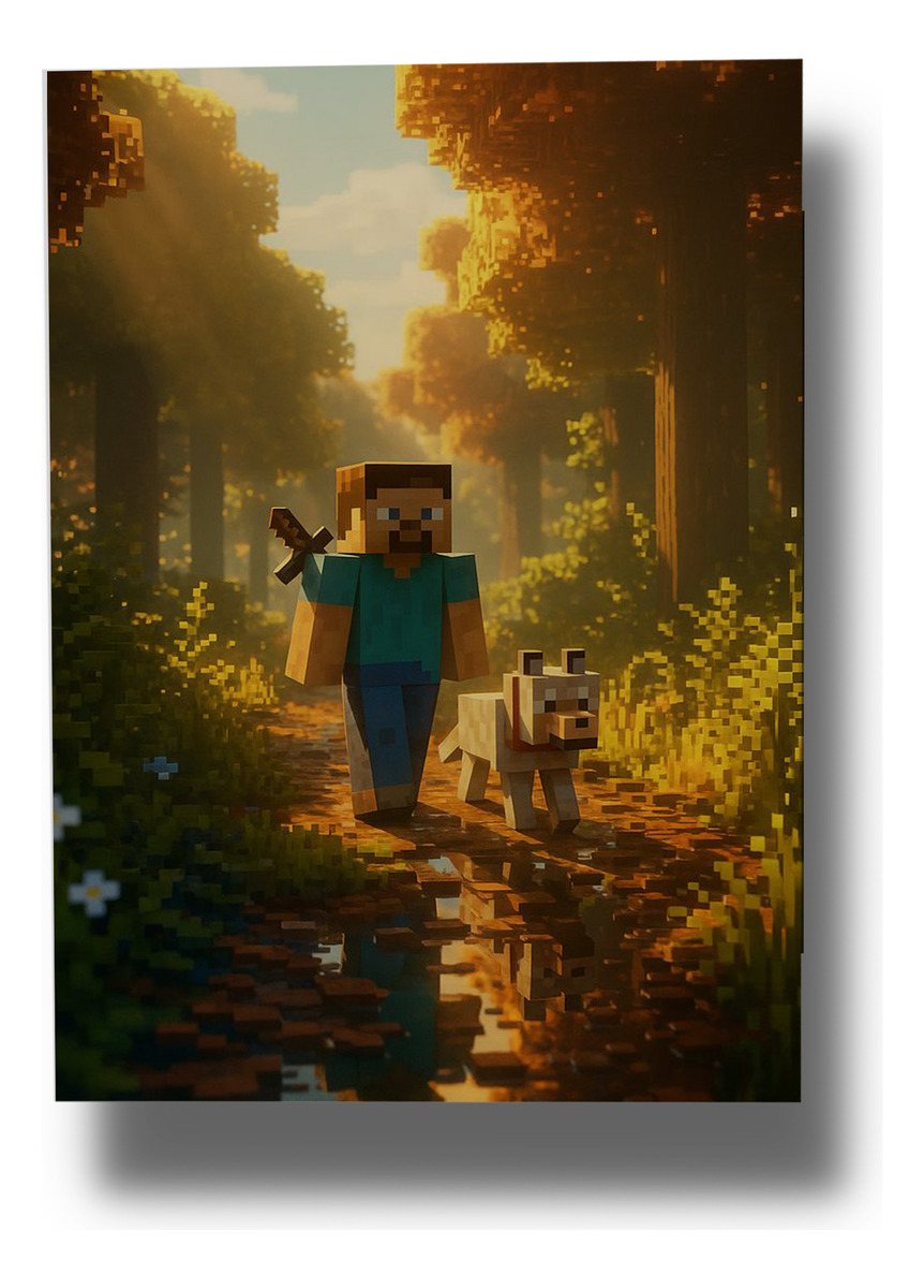 Cuadro 621 Minecraft Steve 40x30 Mdf Memoestampados - Imagen 3